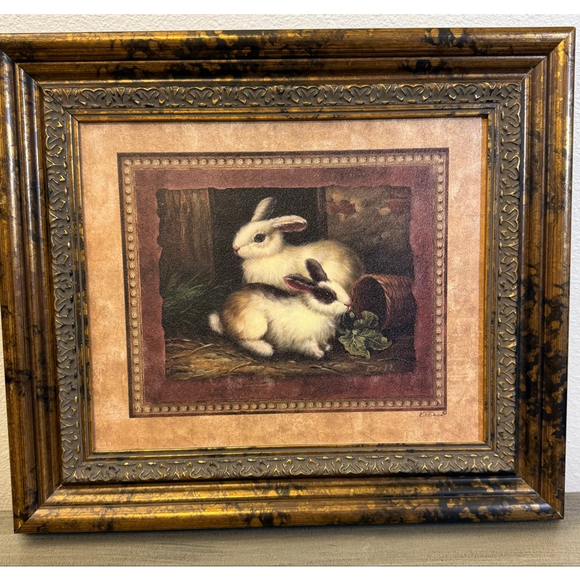 Framed Numbered Print of French Country Bunnies approx 16x14 inches - Picture 3 of 12